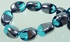 Glaskraal  ovaal met Zilverkleurige coating 13x10 mm Blauw