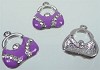 Metalen hanger tas strass met epoxy 18x15 mm Paars