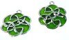 Metalen hanger bloem keltisch met epoxy 36X32 mm Groen