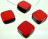 Acryl ruit 13x11 mm Zwart/Rood