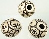 Kunstof rondel bewerkt Creme/Bruin 21x18 mm  