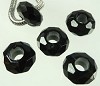 Pandora-style kunstof rondel facet geslepen 15x8 mm Zwart