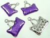 Metalen hanger tas met epoxy 27x25 mm paars 