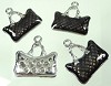 Metalen hanger  tas met epoxy 27x25 mm Zwart