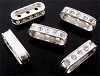 Strass verdeler 17x7 mm met  3  gaatjes Zilverkleurig 