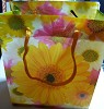 Cadeautasje met Gele bloemen  14x11,5x6,5 cm
