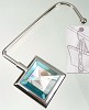 Metalen tafelhanger met haak voor tas glas vierkant 113x64 mm Lichtblauw