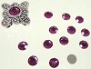 Glas plaksteen rond facet geslepen 3,9 mm Fuchsia 