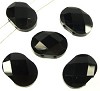 Glas kristal facet geslepen plat ovale verdeler  2 gats 15x11 mm Zwart