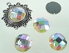 Glas plaksteen ovaal facet geslepen 29x21mm vitrail medium