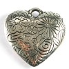 Metallook  hanger hart ca. 32x35 mm Antiek Zilverkleur