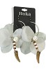 Metalen oorbellen ca. 7 cm met orchidee en kunstof parels  Wit/Roze 