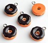 Acryl hanger bedel donut met oogje ca. 17x13x5 mm Donkerbruin