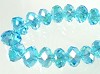 Glas kristal facet rondel geslepen met mooie glans 12x8 mm Saffierblauw