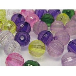 Acryl mix 8 mm rond  facet geslepen Multicolor