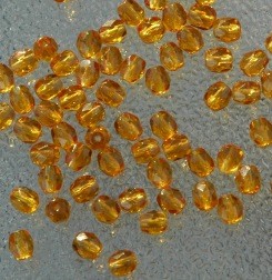 Facet glaskralen 4 mm Goudgeel